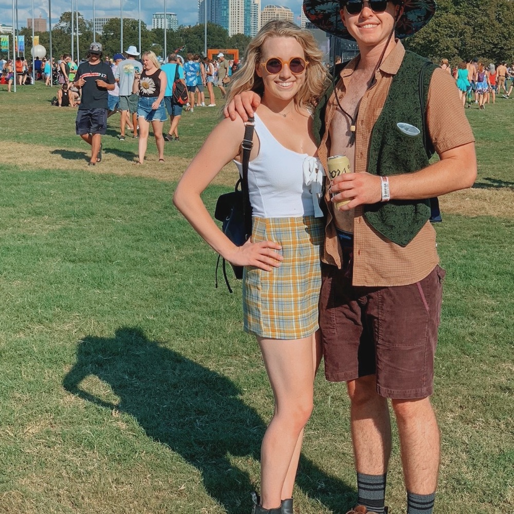 Yellow plaid mini skirt